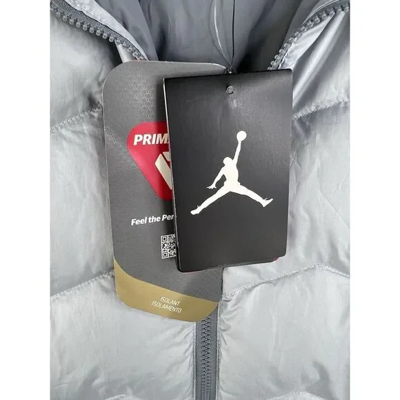 Men's Medium Jordan 550 Fill Down Vest‎ Gray Full Zip 682805 012 Zip Pockets
